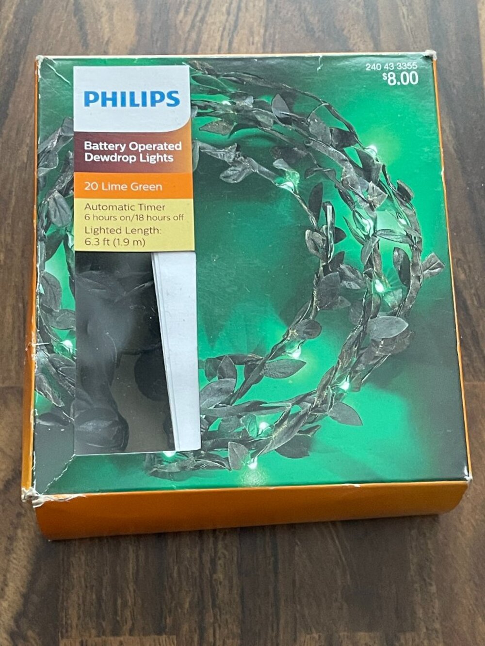 Philips Battery Operated Dewdrop Lights-20 Lime Green-NWT